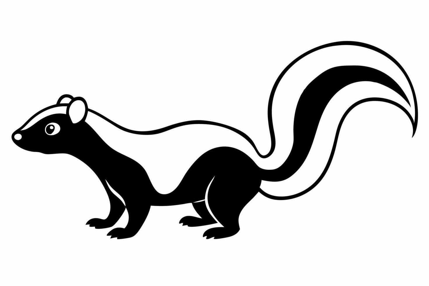 Funny Skunk Illustration Cartoons, Clipart, and Line Art Design on White Background, Funny skunk illustration featuring cartoons, clipart, and line art on a white background. vector