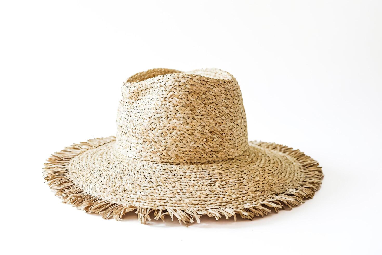 Straw Hat with Fringed Brim photo