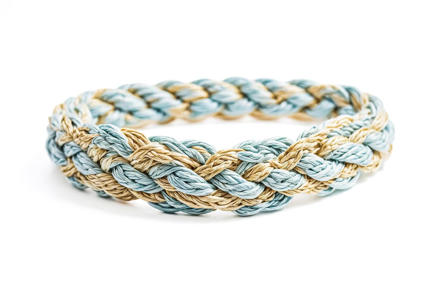 Blue and Beige Braided Rope Bracelet photo