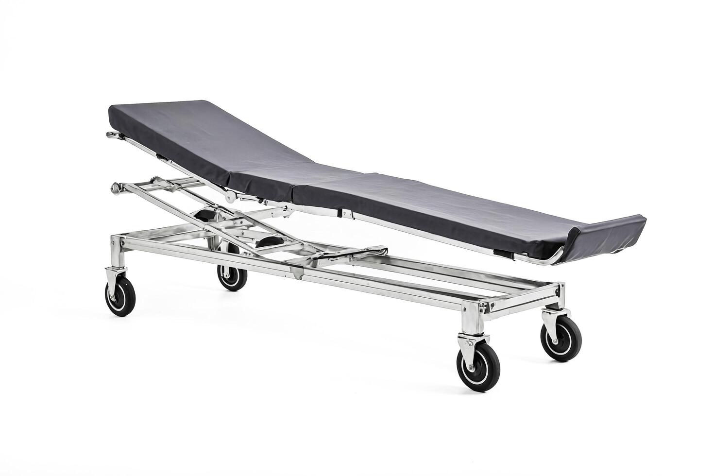 Medical stretcher isolated on white background photo