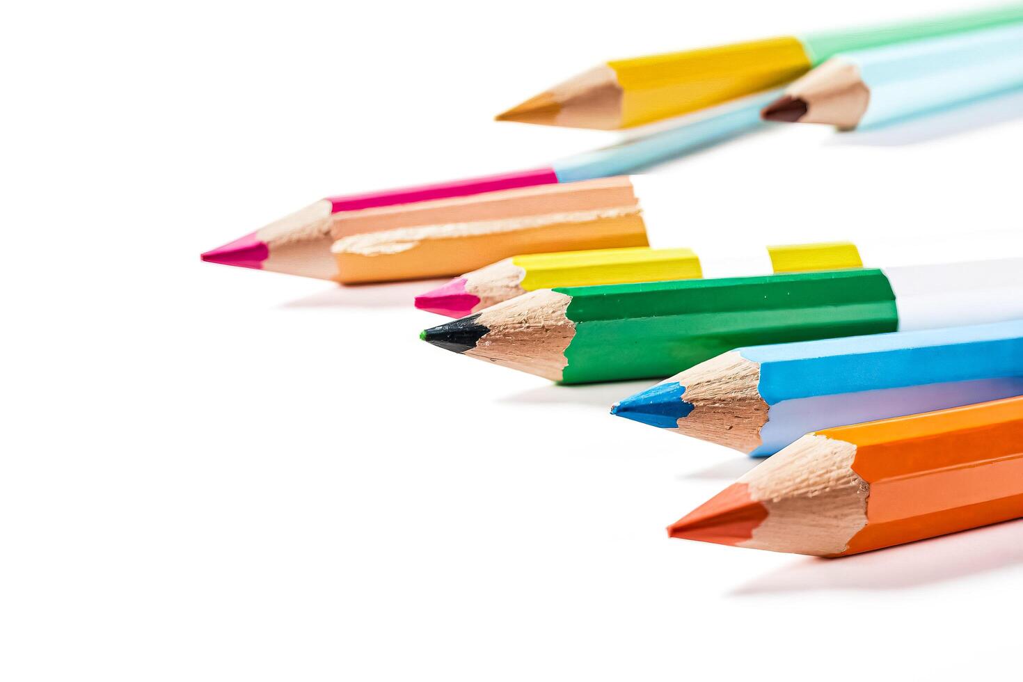Colorful Pencils on White Background photo