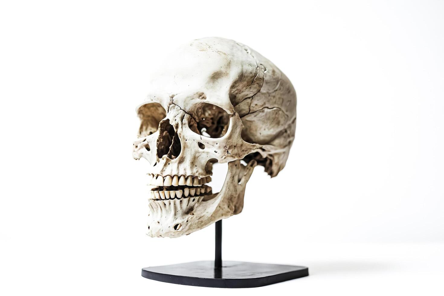 Human Skull on a Black Stand photo
