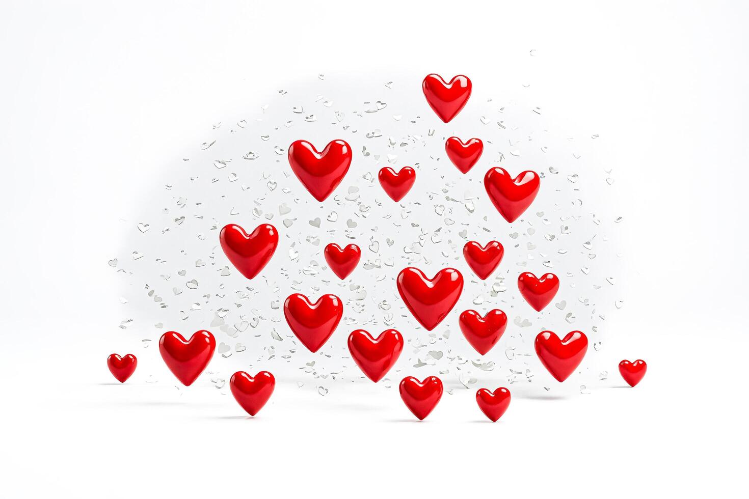 Red Hearts Falling on White Background photo