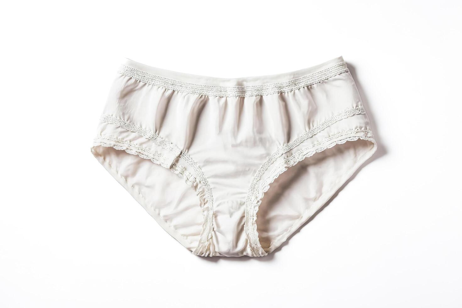White Lace Underwear Isolated on White Background photo