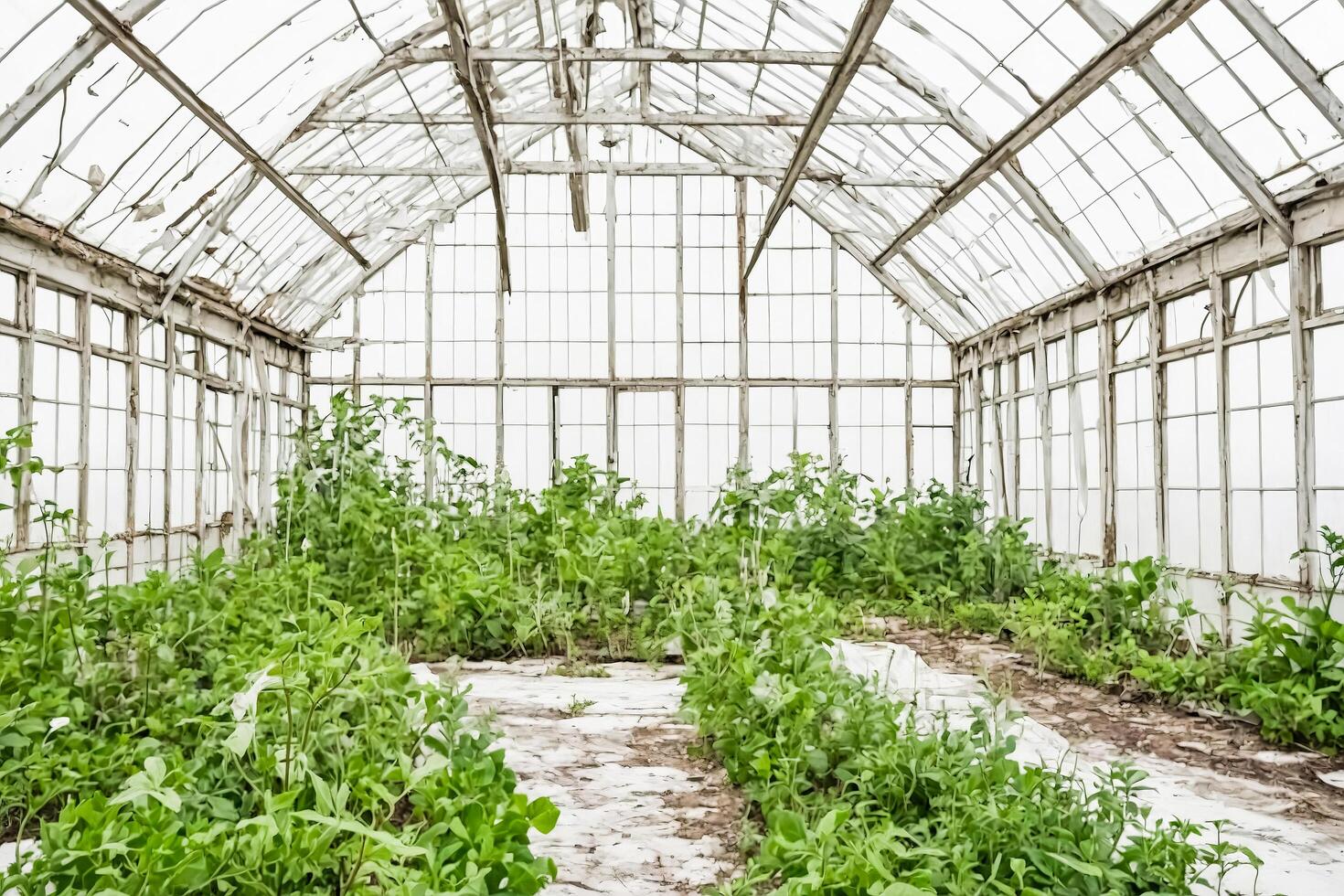Overgrown Abandoned Greenhouse photo