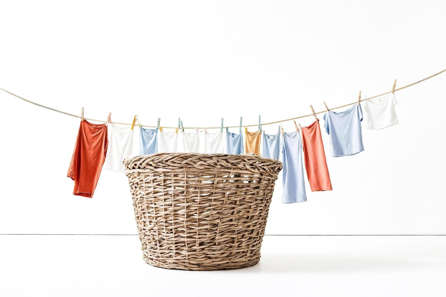Laundry Basket and Clothesline photo