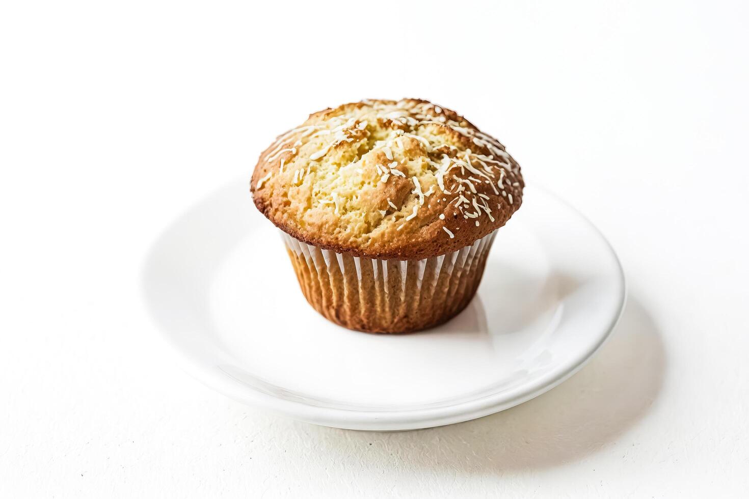 Single Muffin on a White Plate photo