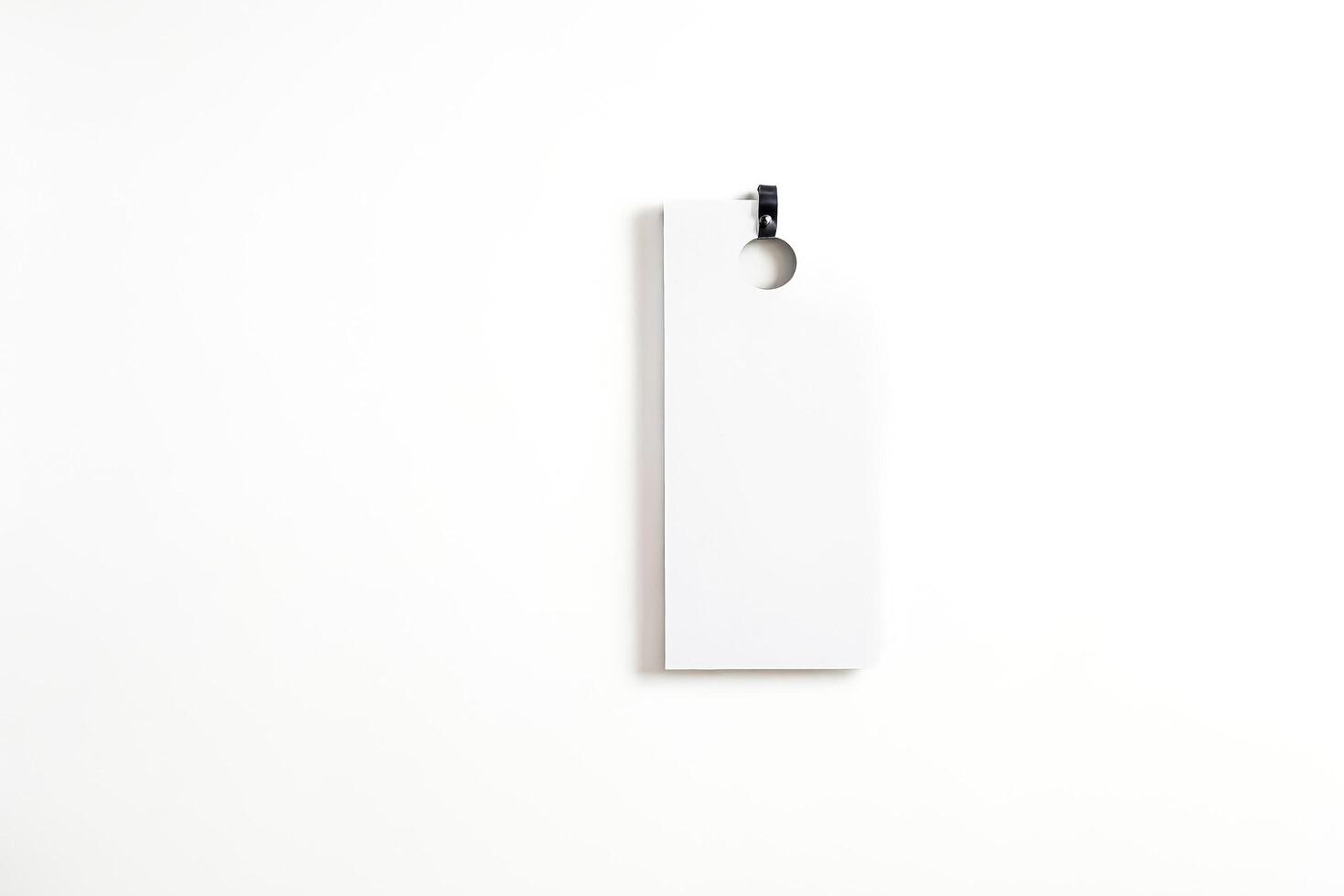 Blank White Tag with Hole and Black String photo