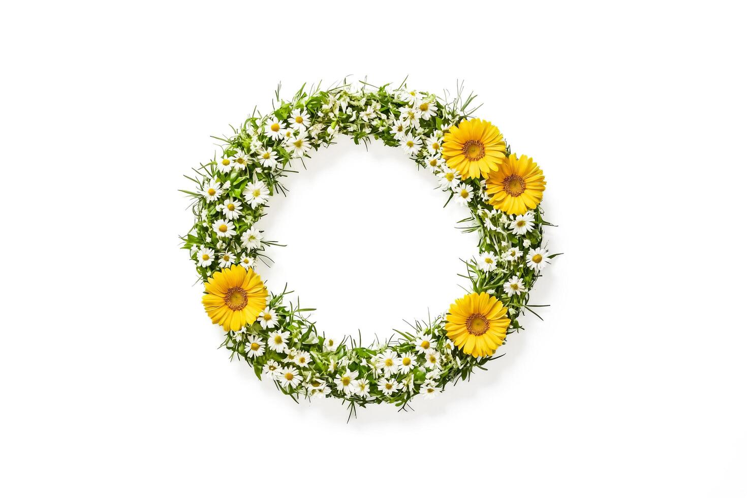 Floral Circle of Daisies and Yellow Flowers photo