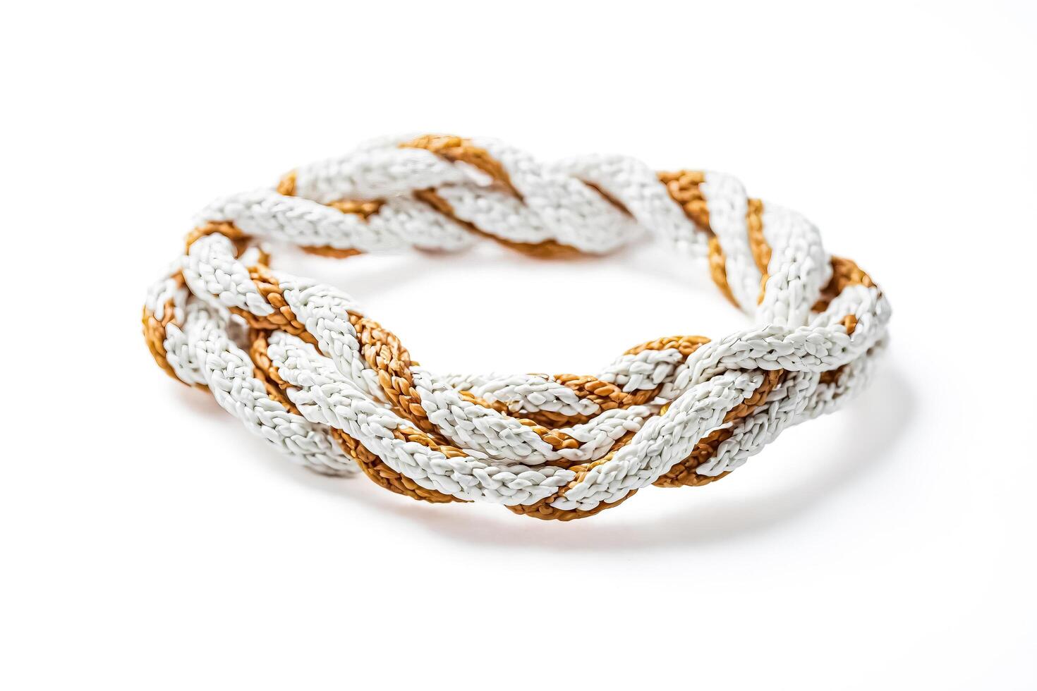 White and Brown Braided Rope Ring photo