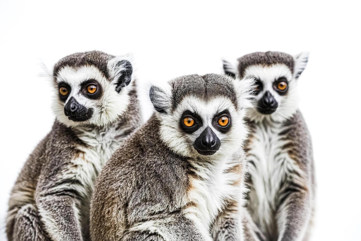 Three Ring-Tailed Lemurs with Curious Eyes photo