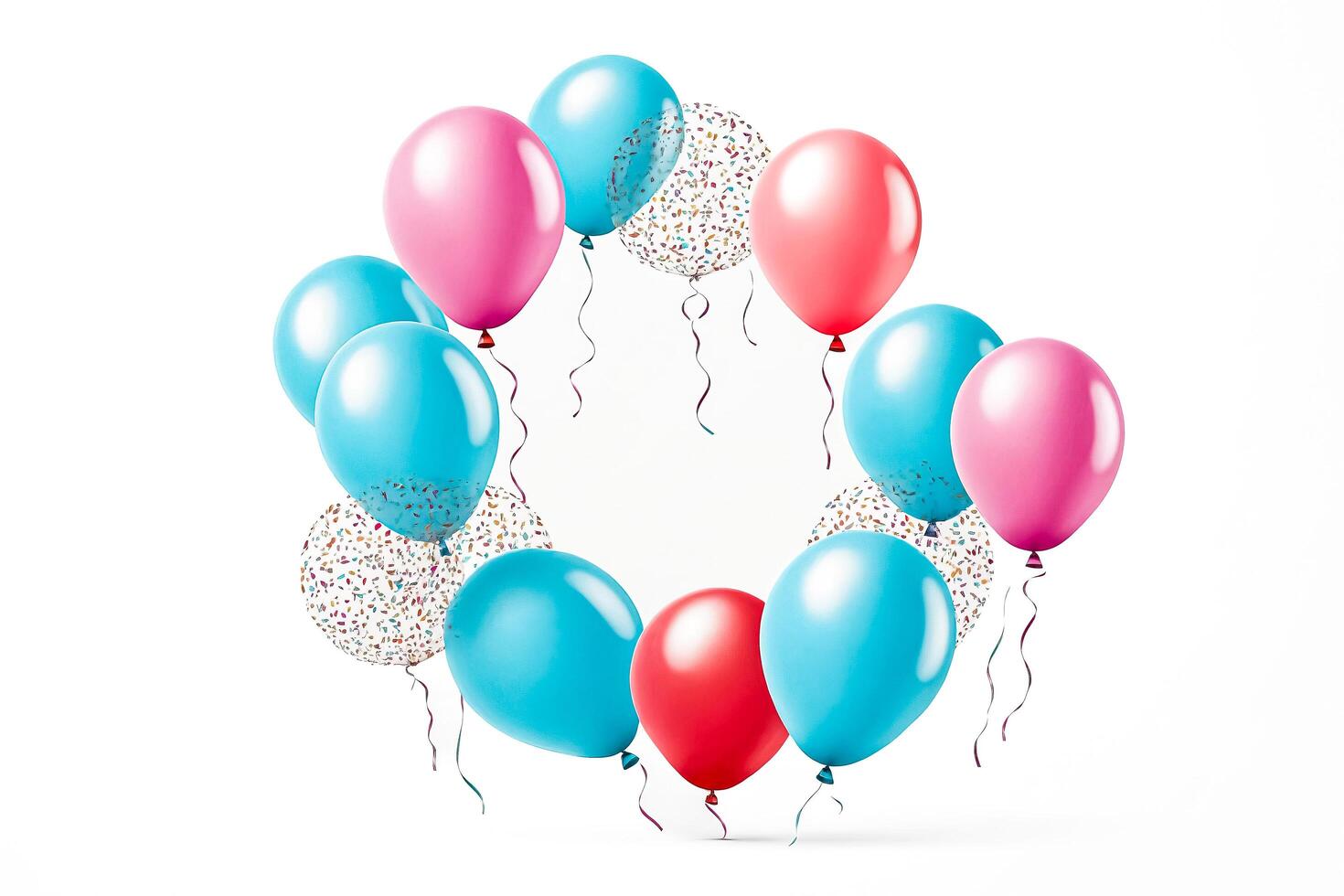 Colorful Balloons in a Circle Shape with Confetti photo