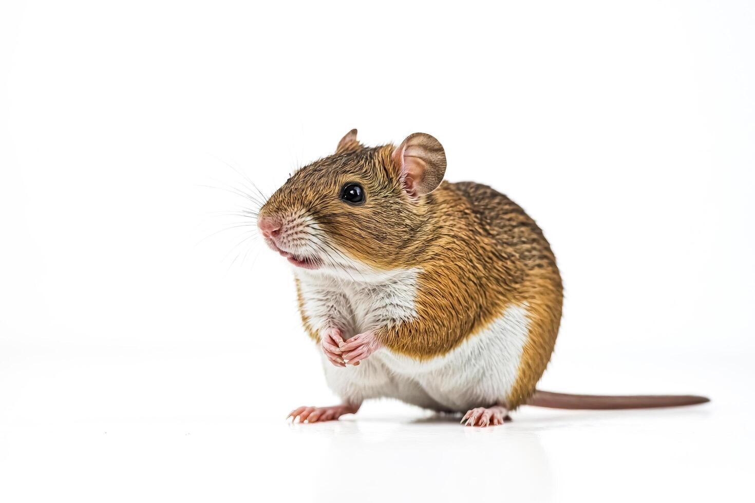 Close-up of a Small Brown Mouse with White Underbelly photo