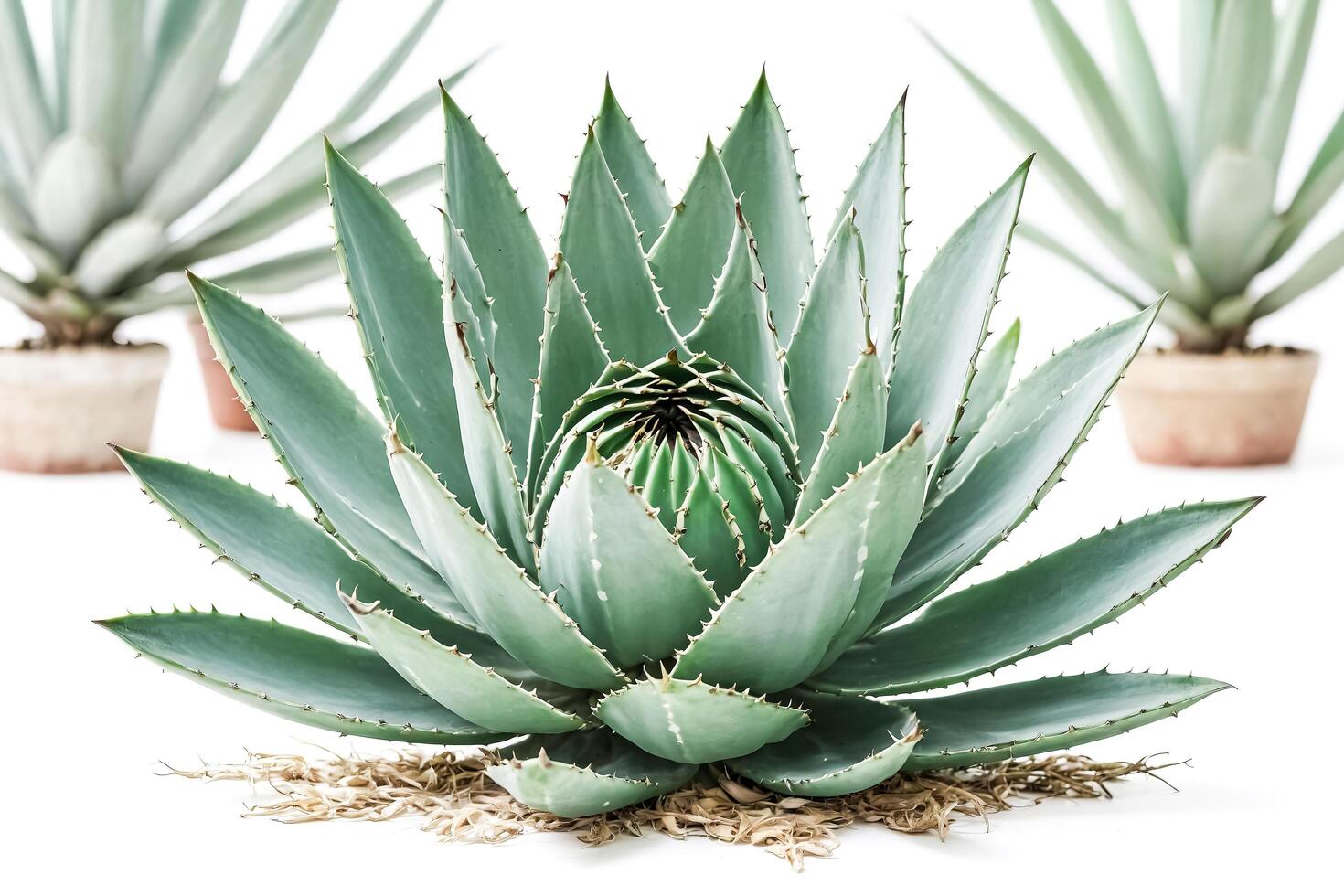 Closeup of a Single Agave Plant with Spiky Leaves photo