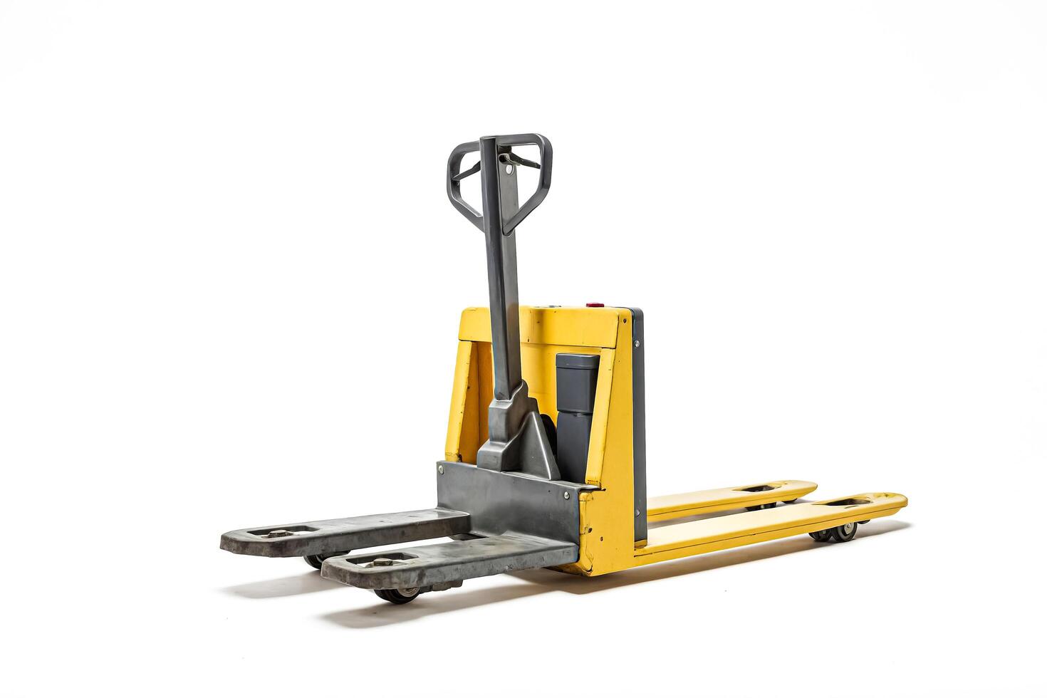 Yellow Pallet Jack Isolated on White Background photo