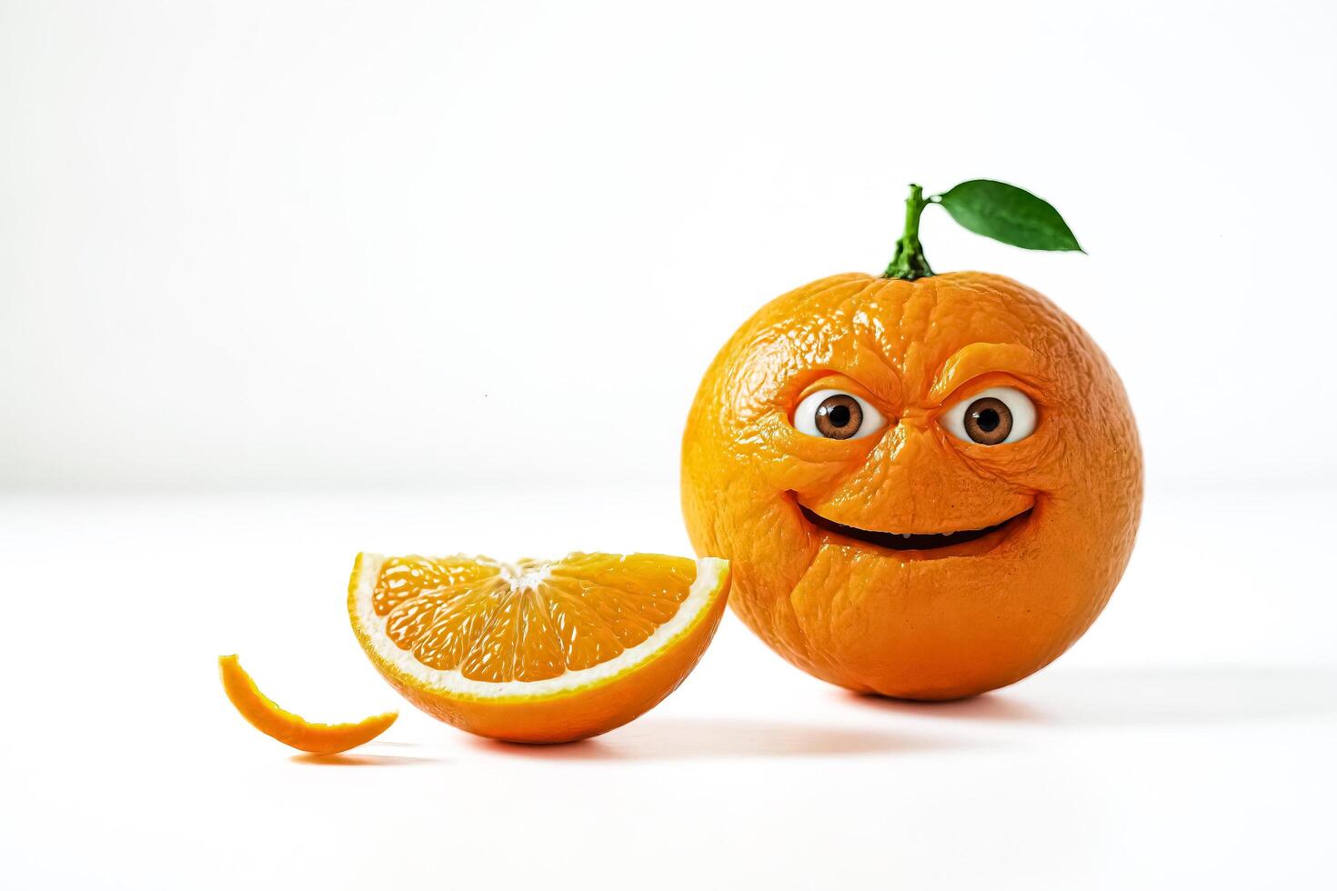 Funny Orange with Eyes and Mouth photo
