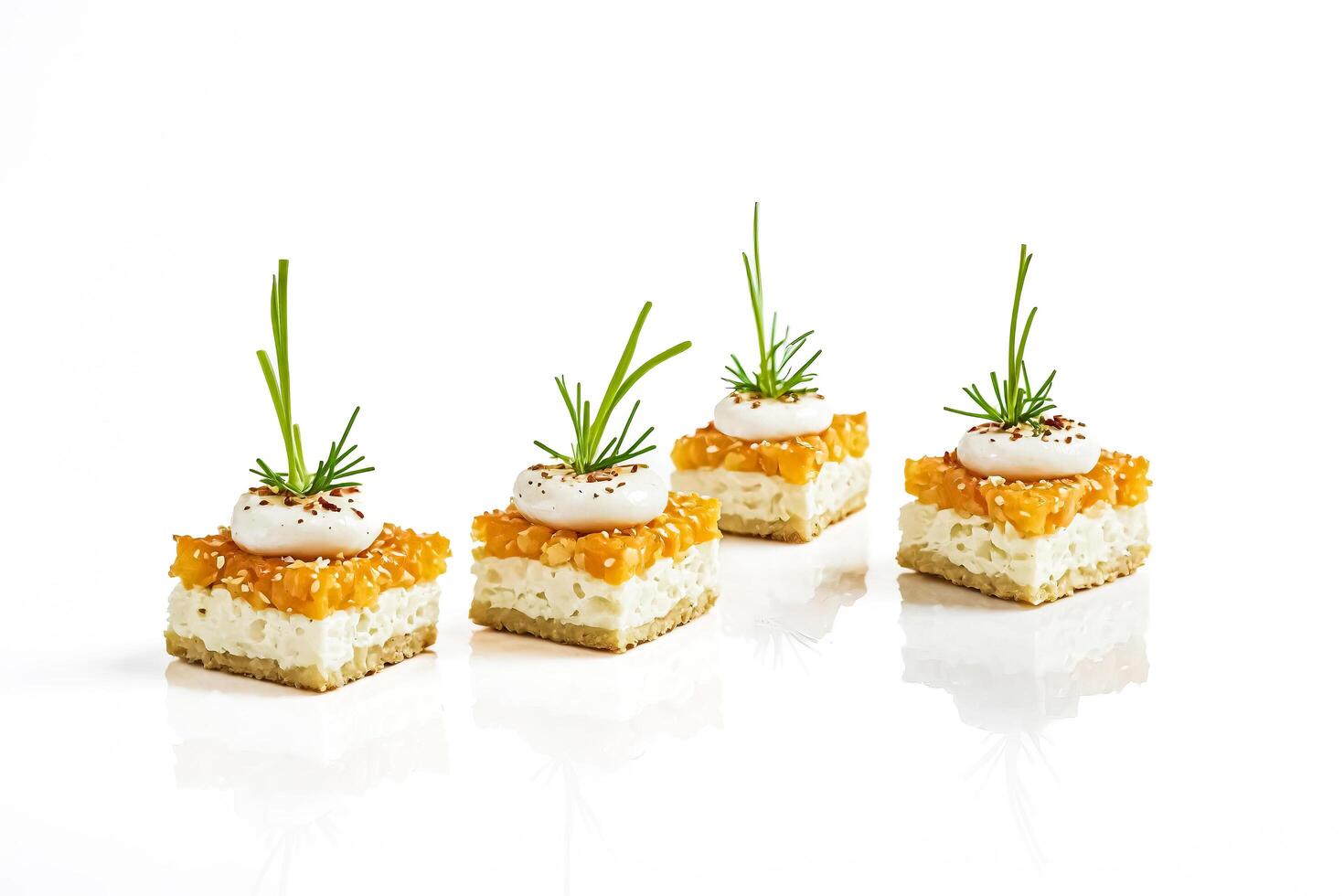 Appetizers with Cream Cheese, Smoked Salmon and Sesame Seeds photo