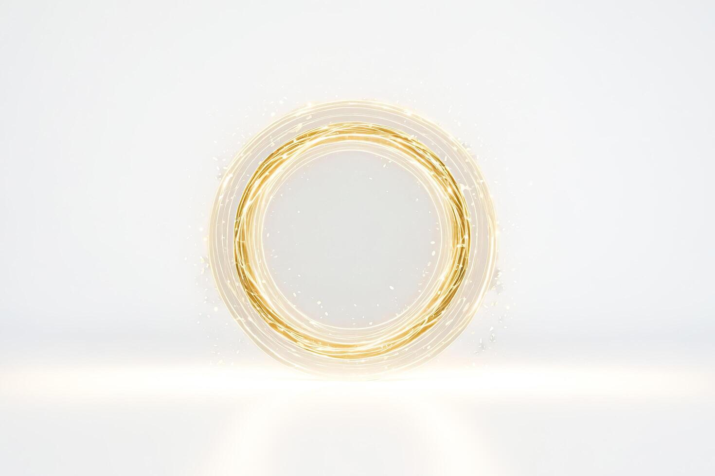 Abstract Golden Ring on White Background photo
