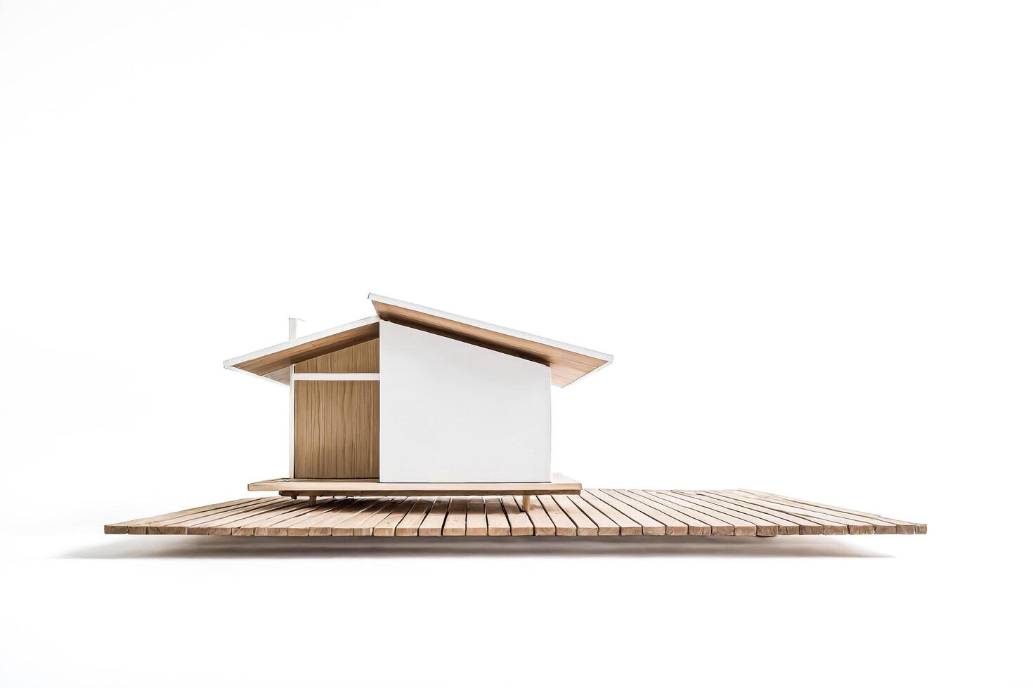 Architectural Model House on Wooden Deck photo