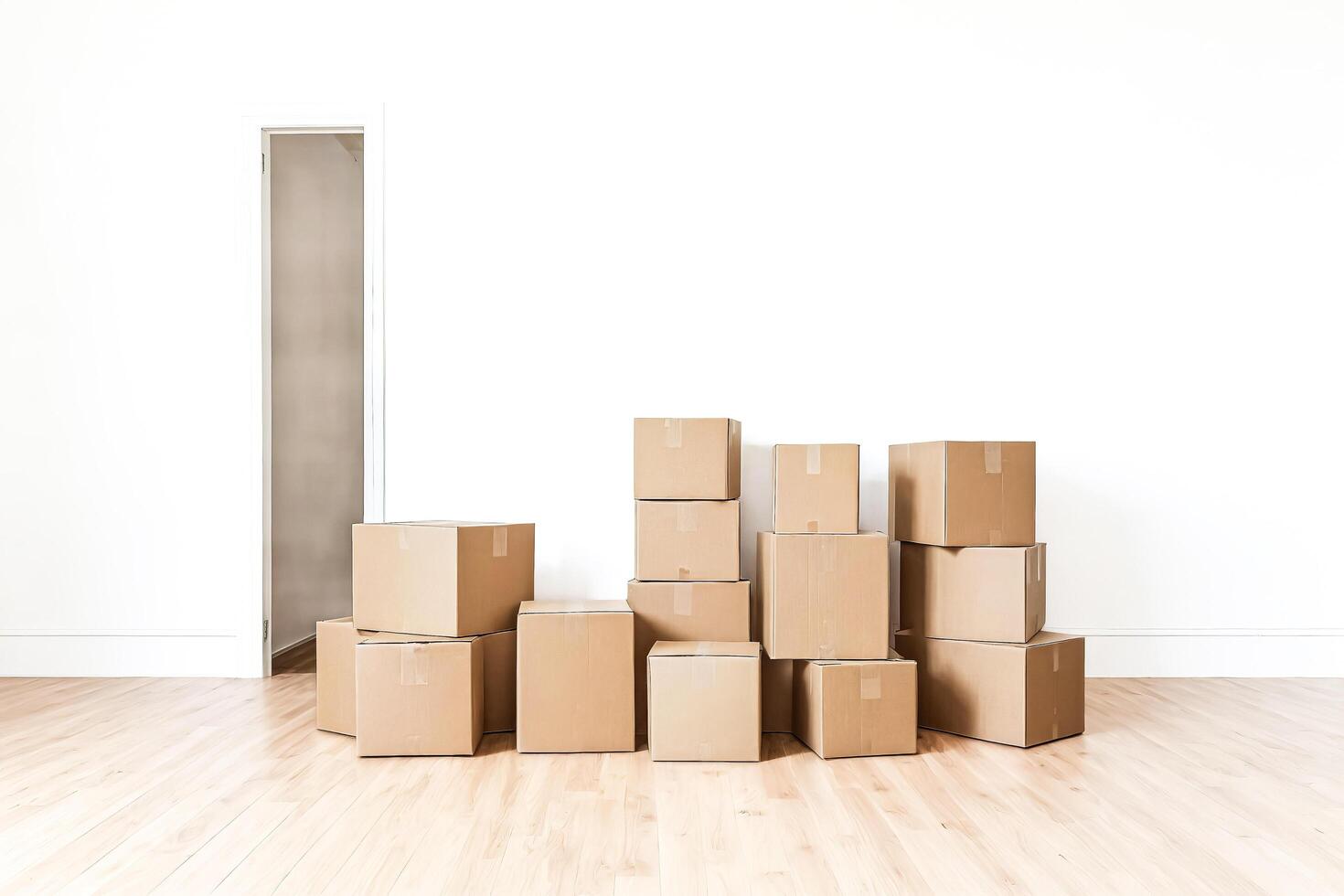 Cardboard boxes in an empty room photo