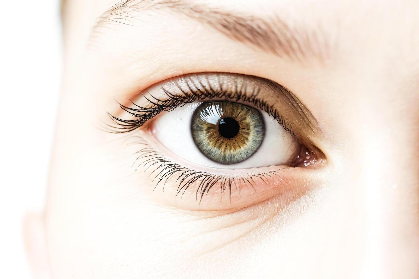 Close-up of a woman's eye with long eyelashes photo