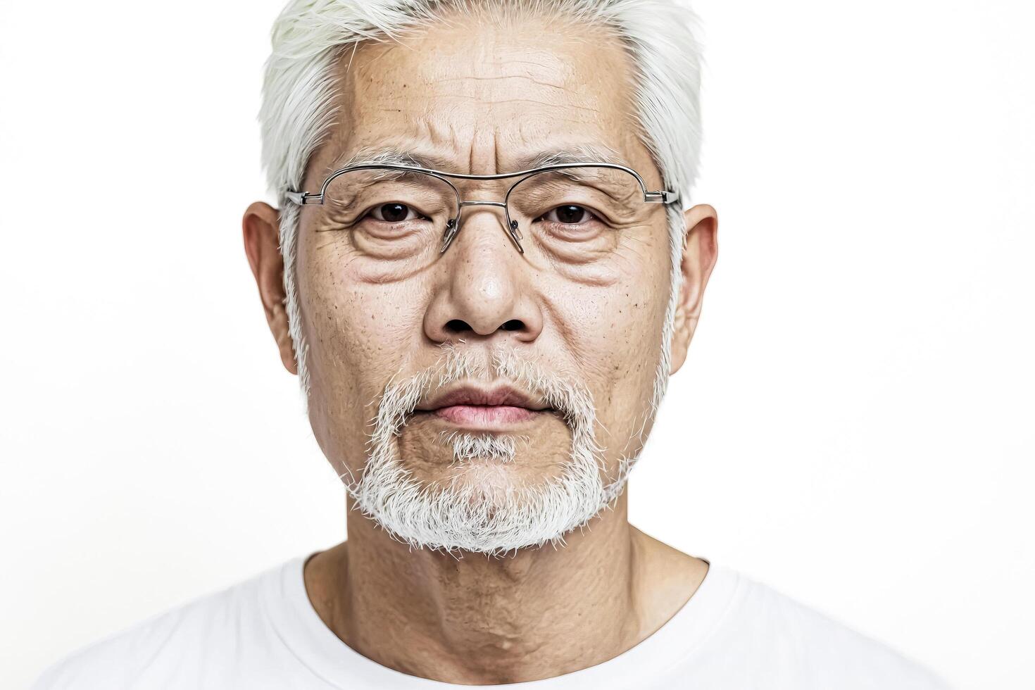 Portrait of a Serious Senior Man with White Hair and a Goatee photo