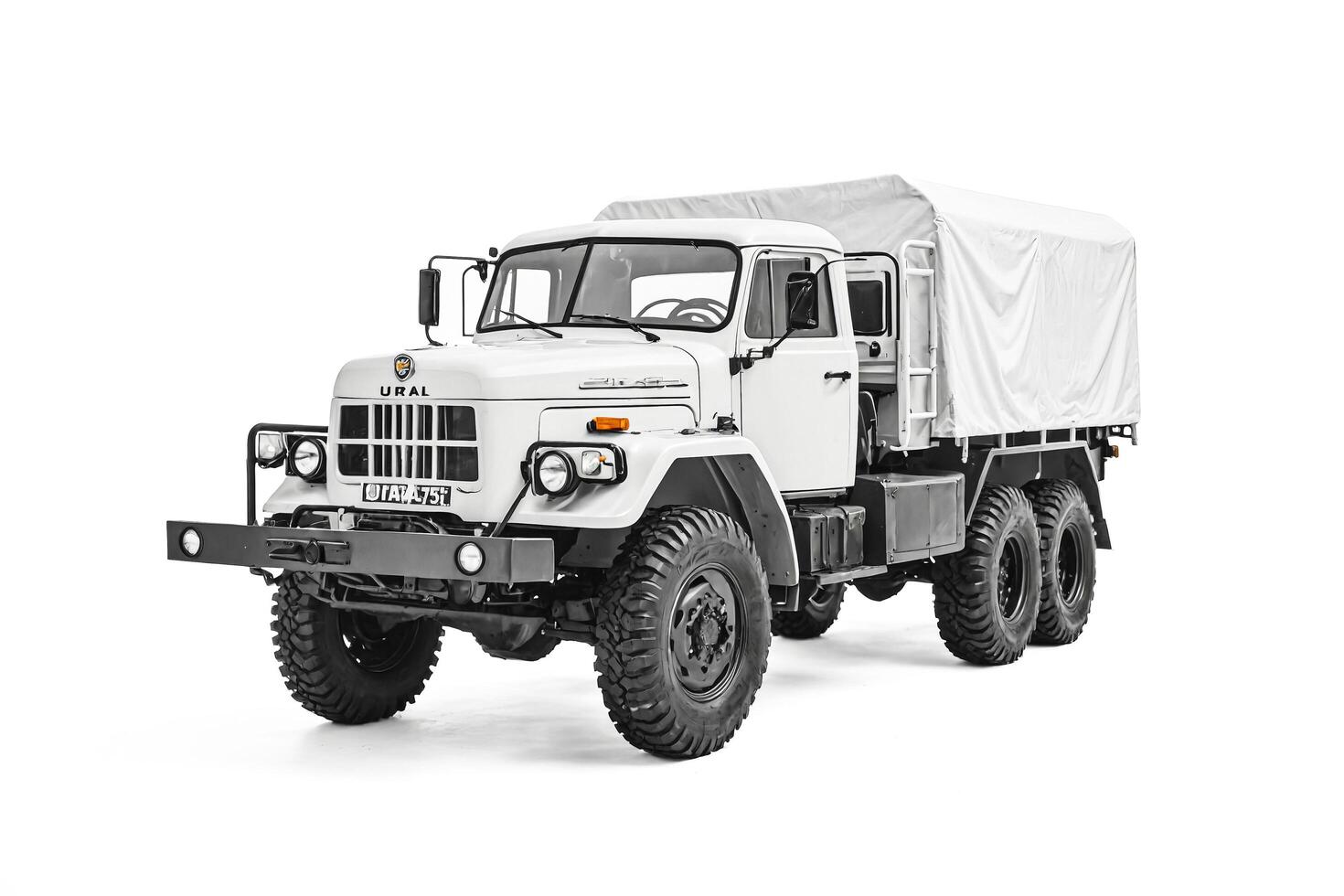 White Ural Truck Isolated On White Background photo