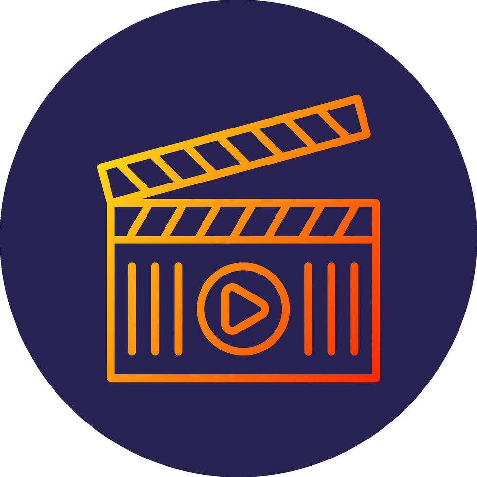 Clapperboard Line Circle Gradient Icon Design vector