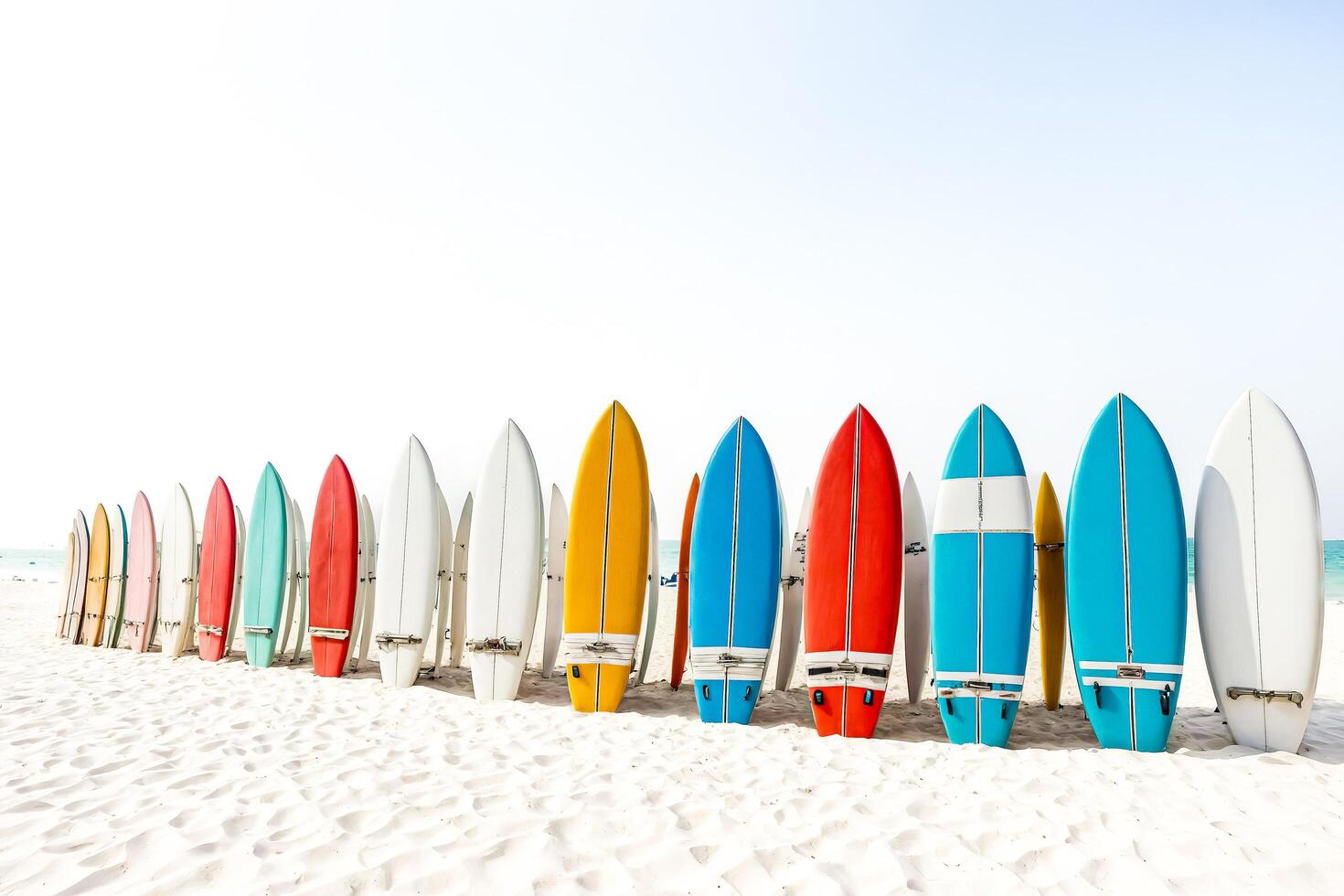 Colorful Surfboards on a Sandy Beach 48175280 Stock Photo at