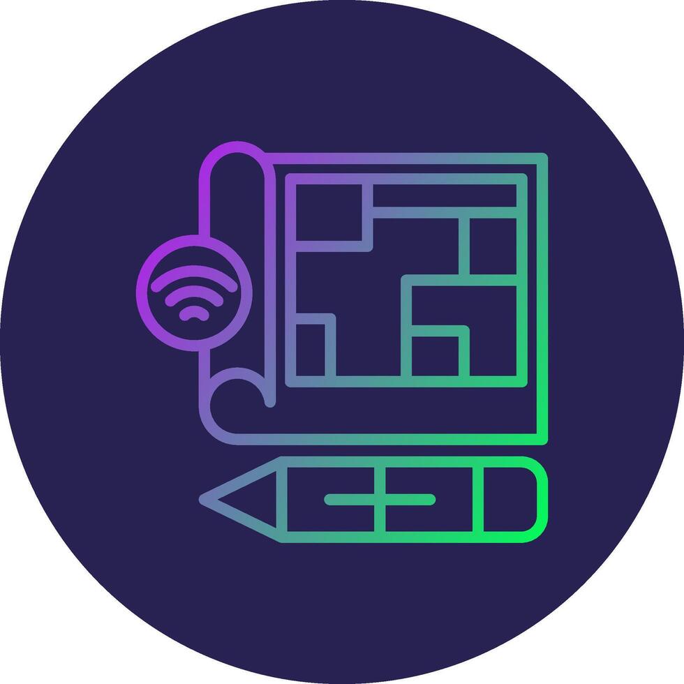Blueprint Line Circle Gradient Icon Design vector