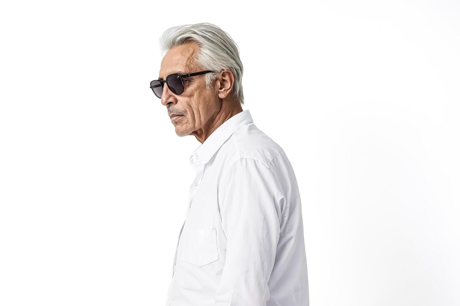 Portrait of a man in sunglasses and a white shirt photo