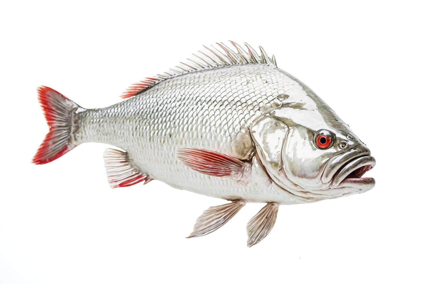 Single Fresh Water Fish Isolated on White Background photo
