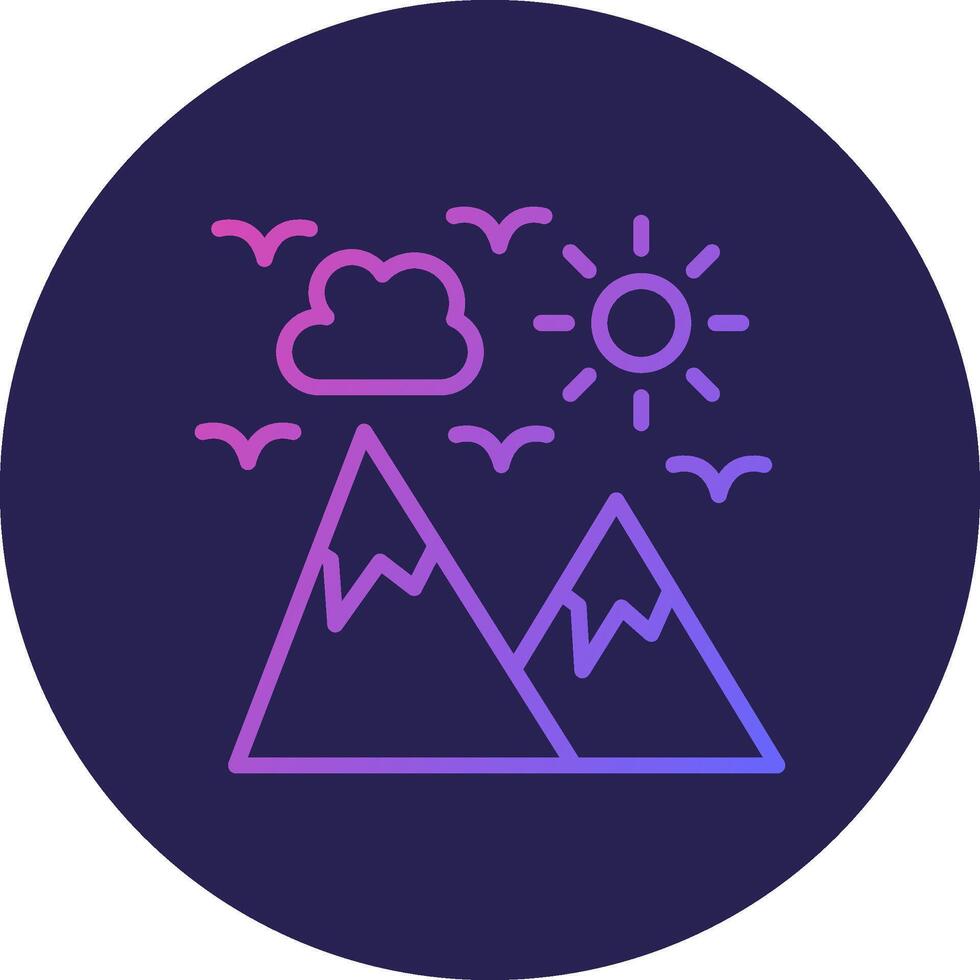 Mountain Line Circle Gradient Icon Design vector