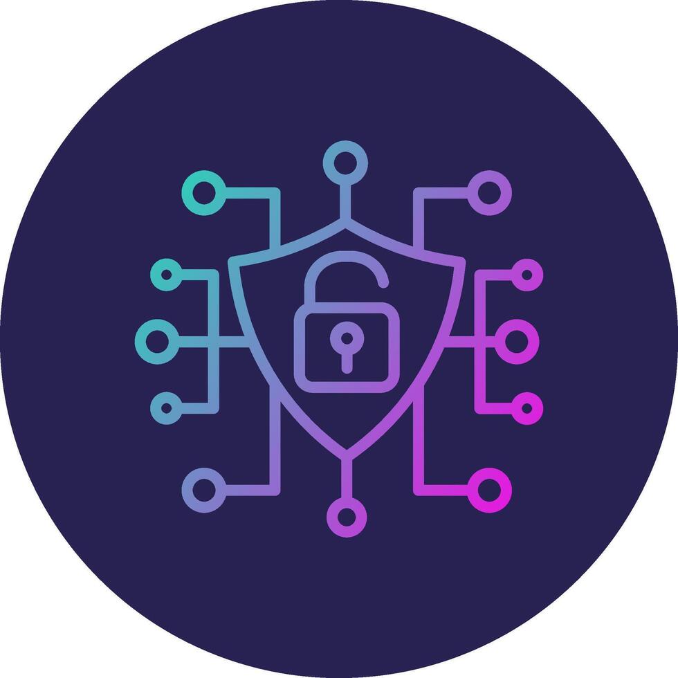 Cyber Security Line Circle Gradient Icon Design vector