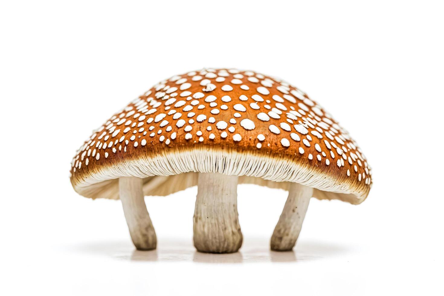 Close Up Of A Single Brown And White Spotted Mushroom photo