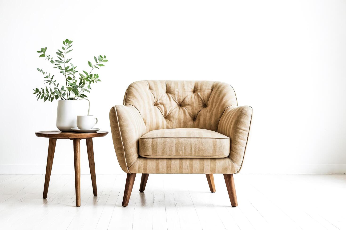 Beige armchair in a modern interior photo