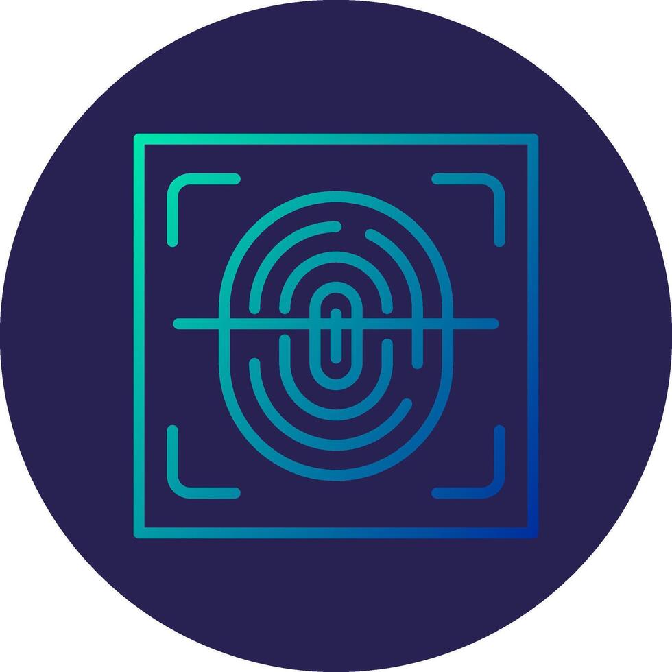 Fingerprint Scanner Line Circle Gradient Icon Design vector