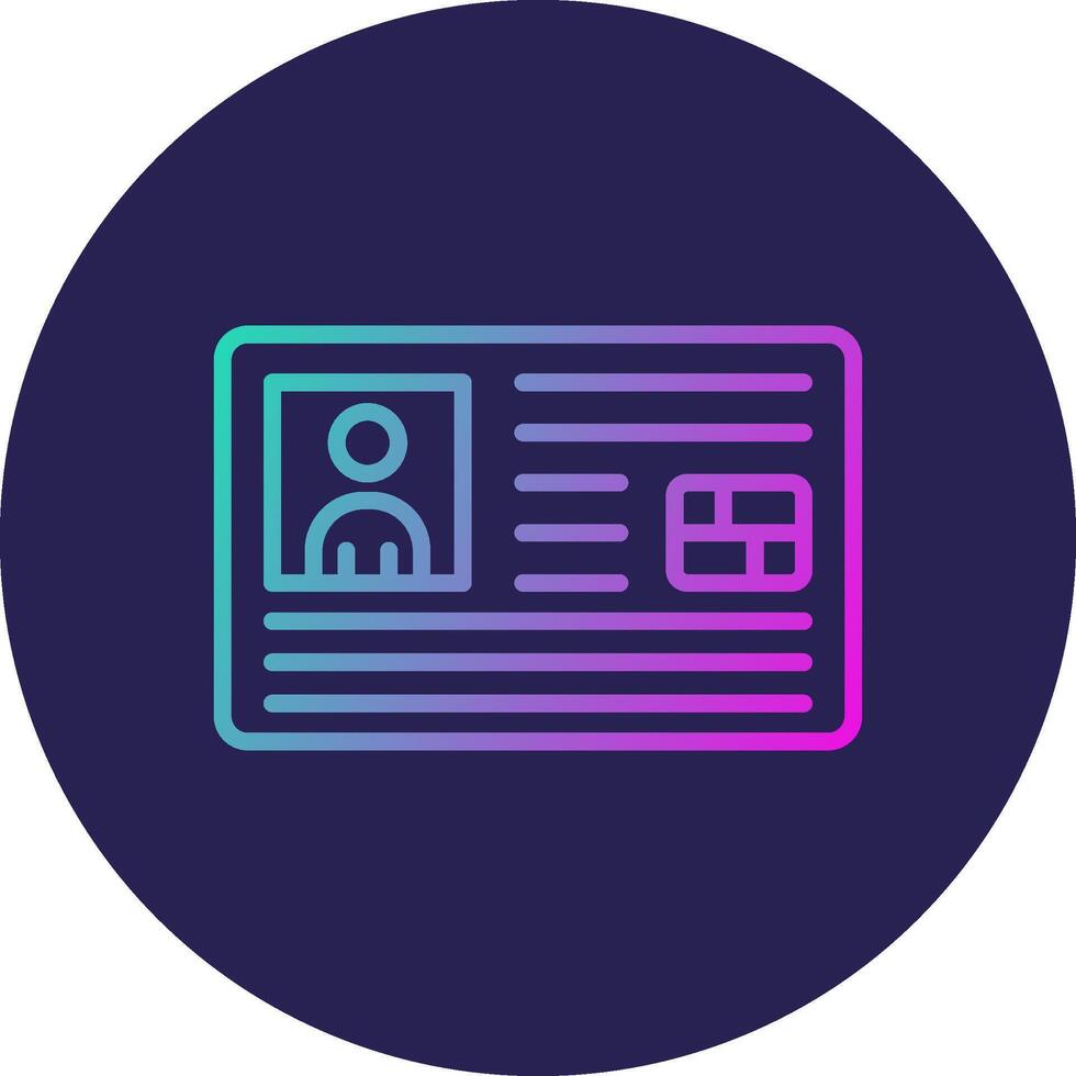 Id Card Line Circle Gradient Icon Design vector