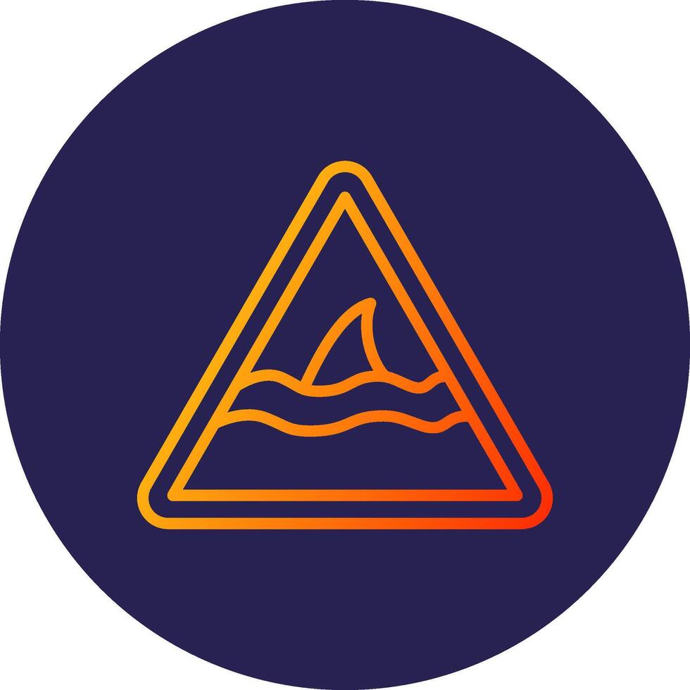 Shark Warning Line Circle Gradient Icon Design vector