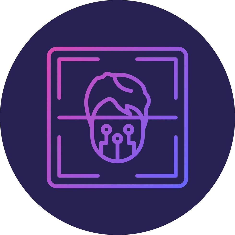 Face Scanner Line Circle Gradient Icon Design vector