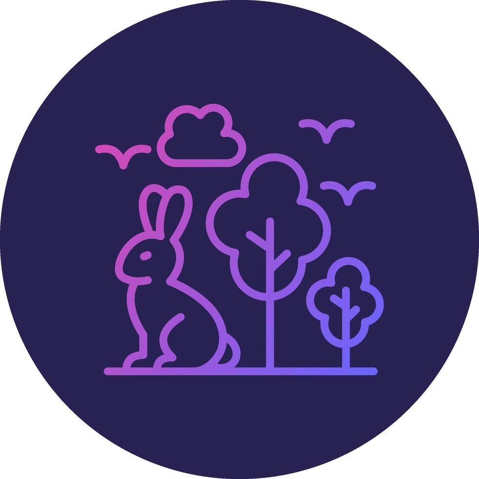 Rabbit Line Circle Gradient Icon Design vector