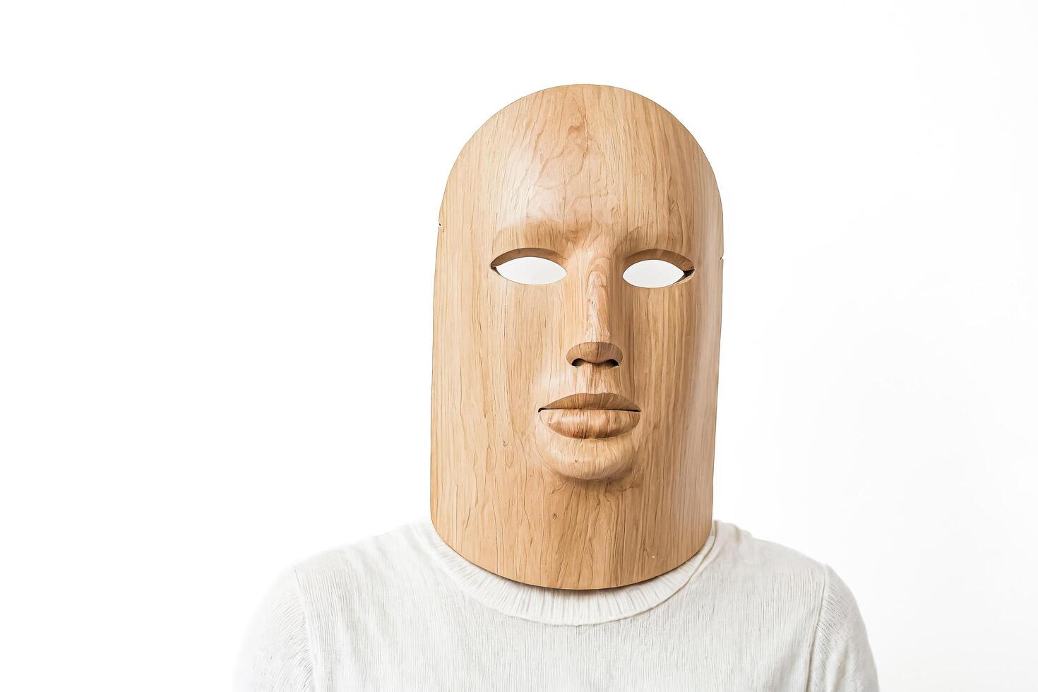 Wooden Mask on White Background photo