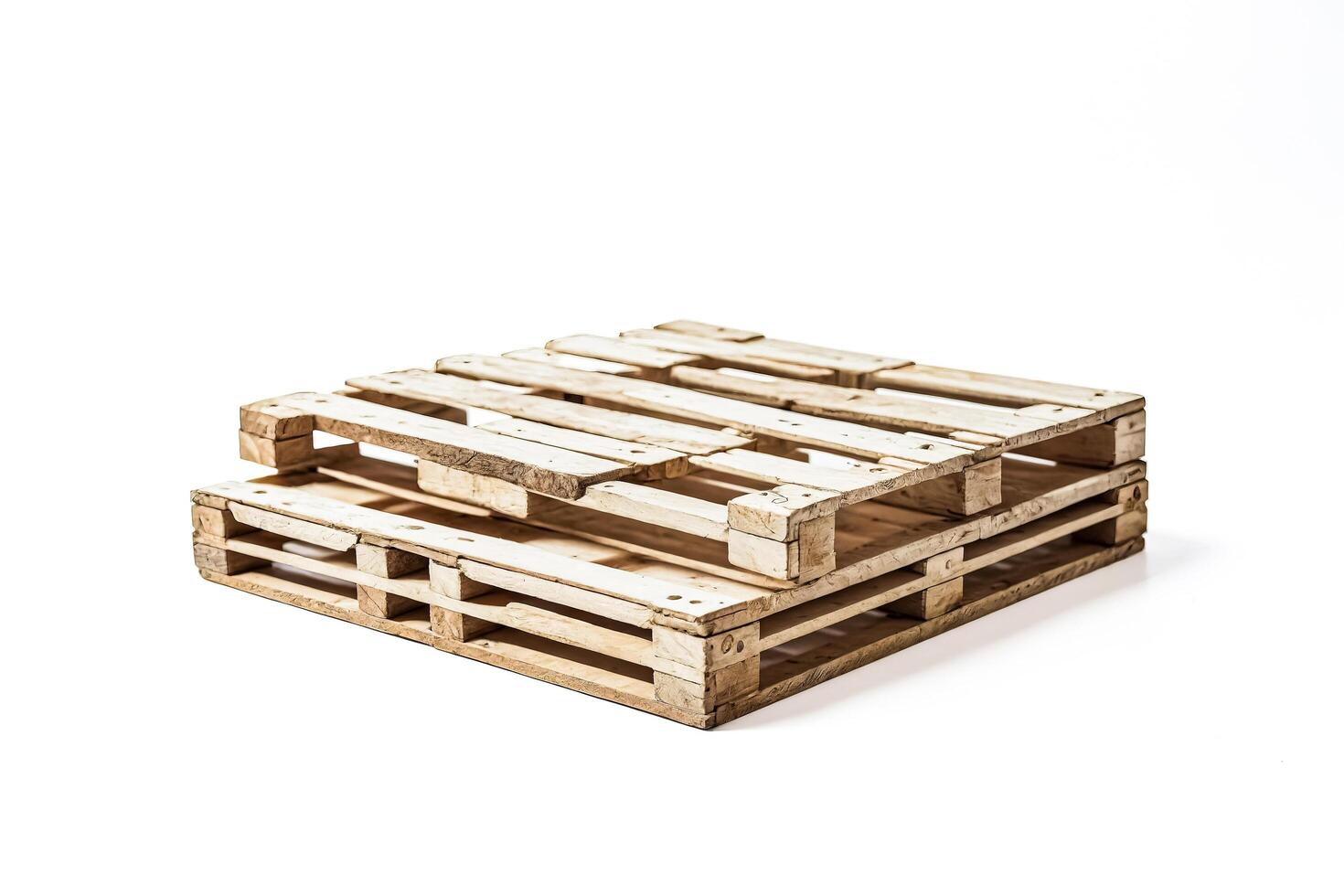 Stacked Wooden Pallets on White Background photo