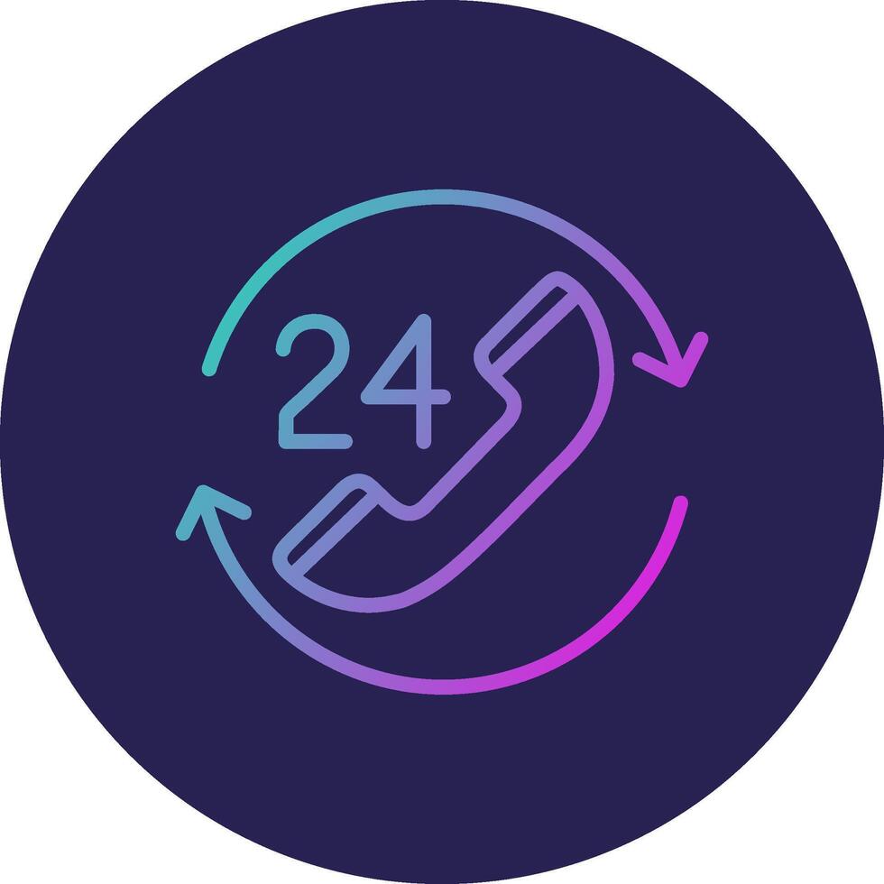 24 Hours Support Line Circle Gradient Icon Design vector