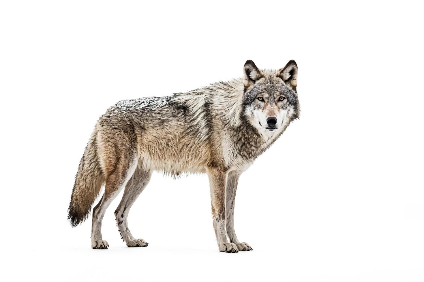 Wolf Standing on White Background photo