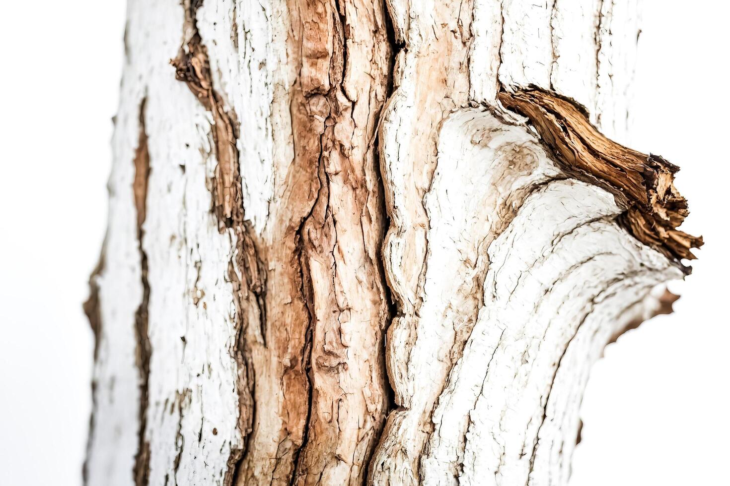 Closeup of tree bark with white paint photo