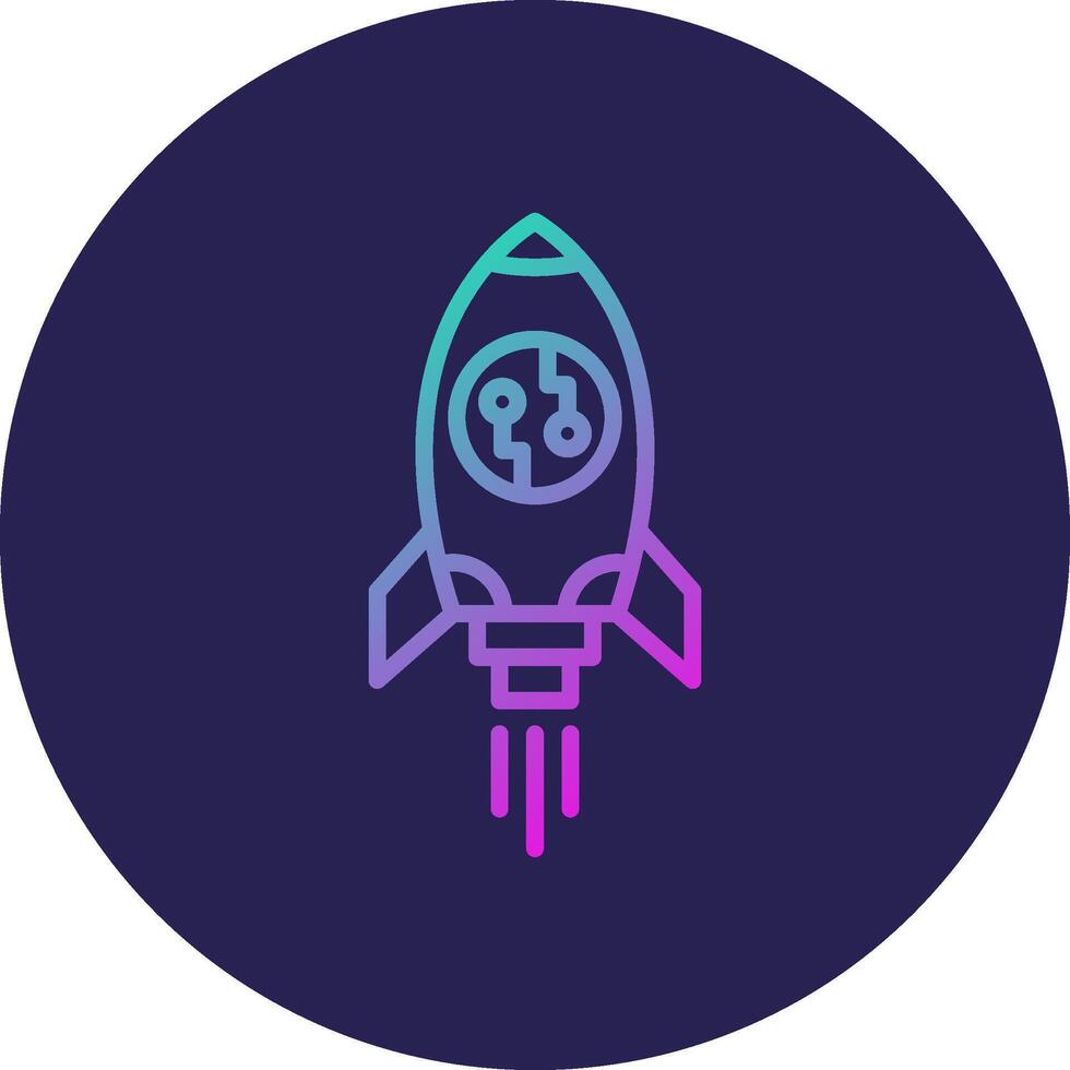 Rocket Line Circle Gradient Icon Design vector