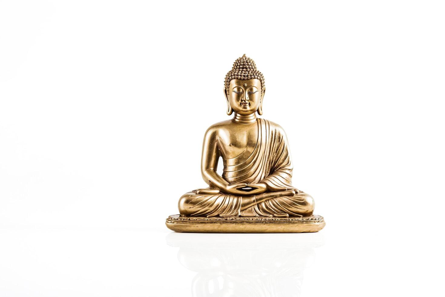 Golden Buddha Statue Isolated on White Background photo