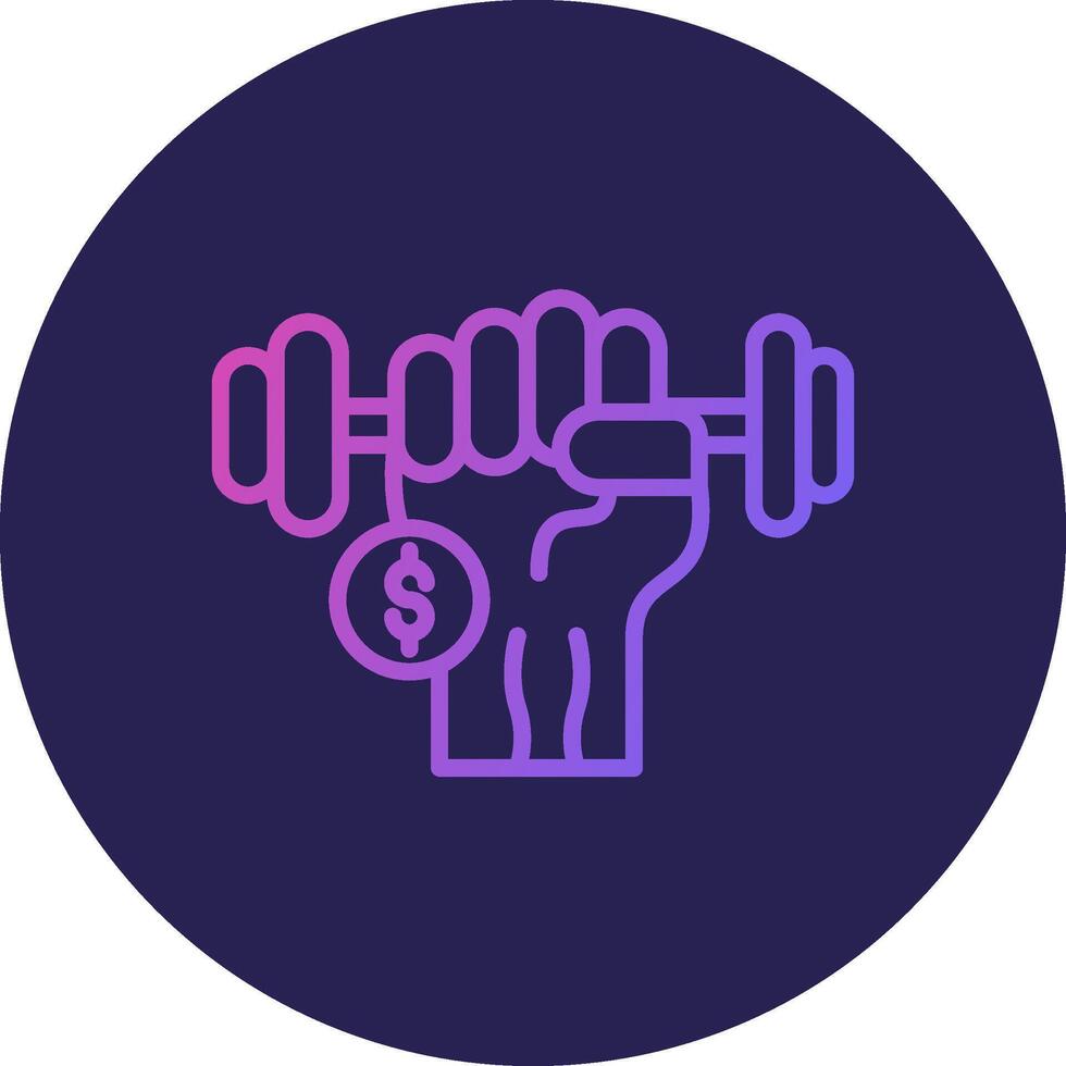 Dumbbell Line Circle Gradient Icon Design vector