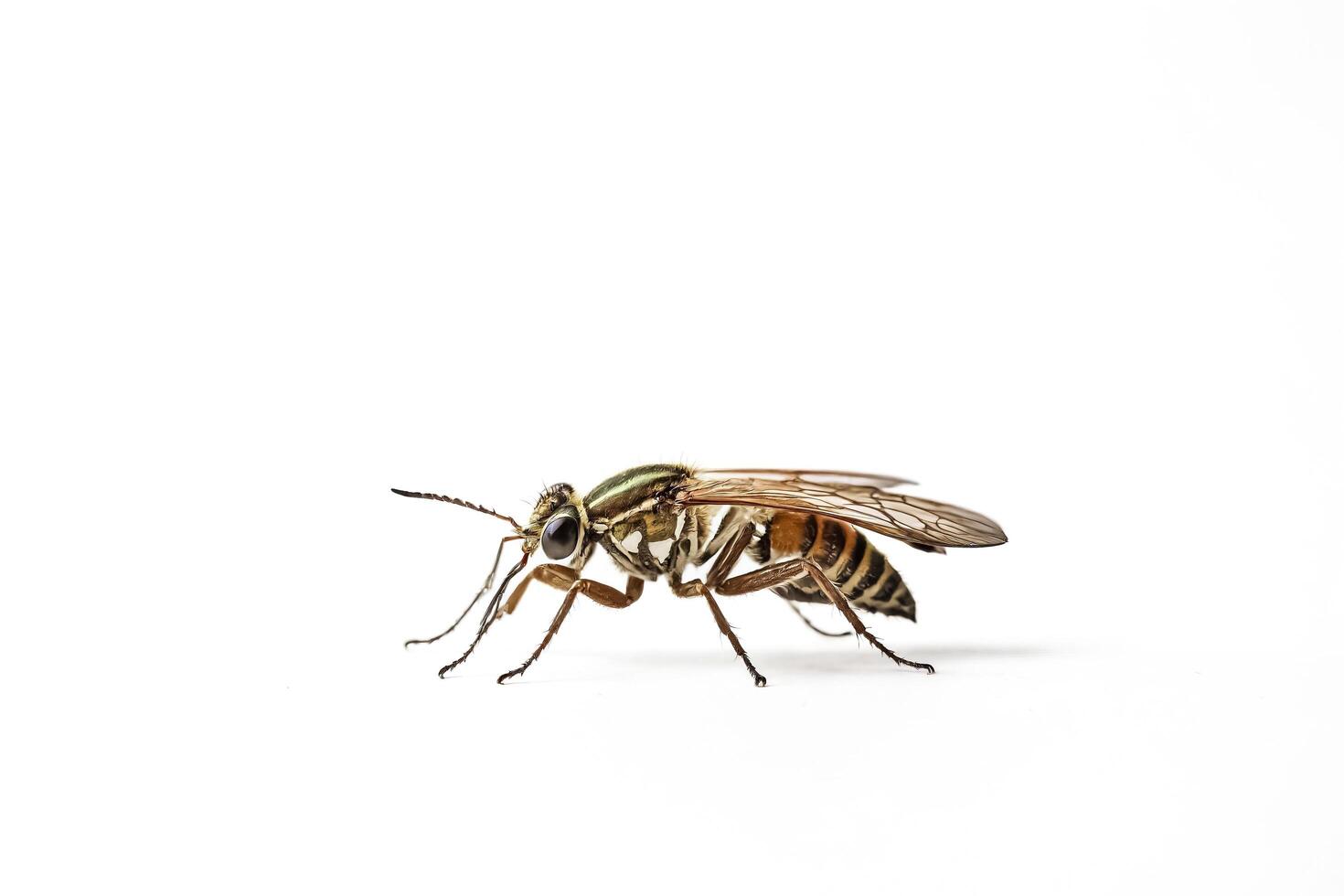 Close-up of a Hover Fly on a White Background photo